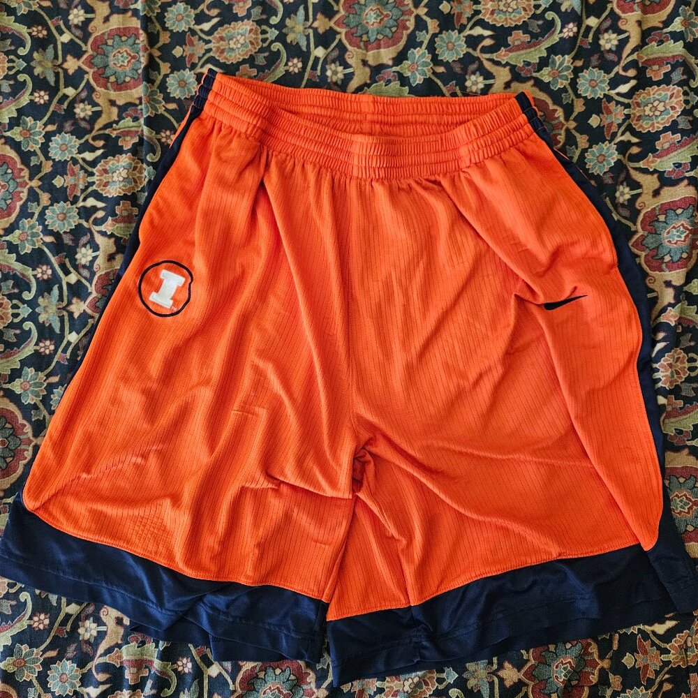 Nike Illinois Fighting Illini Men's Shorts Orange/Navy Blue XXL